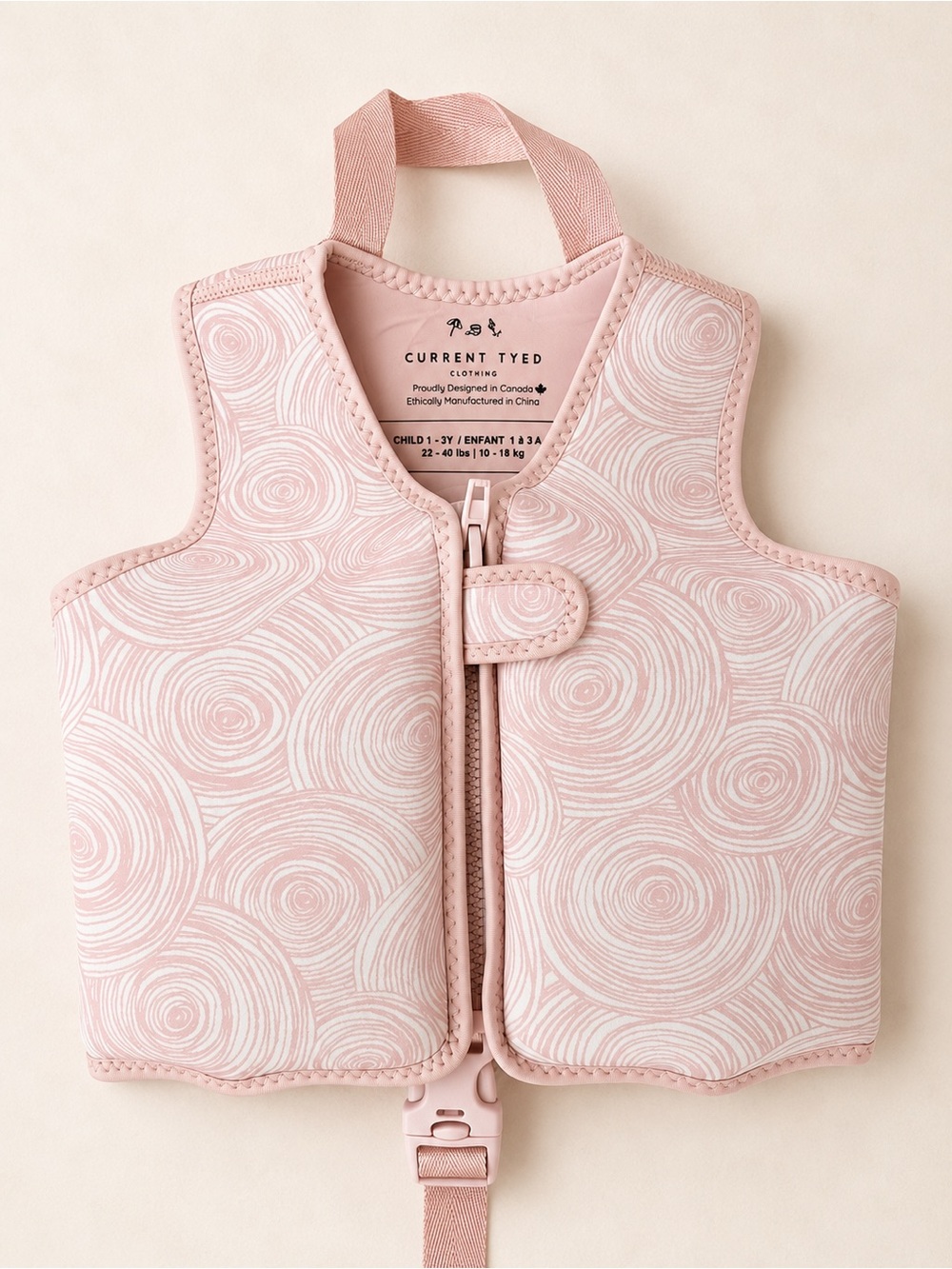 Current Tyed 22-40 lbs Kids Pink Swirl Swim Vest / Floral Print Size Small Float